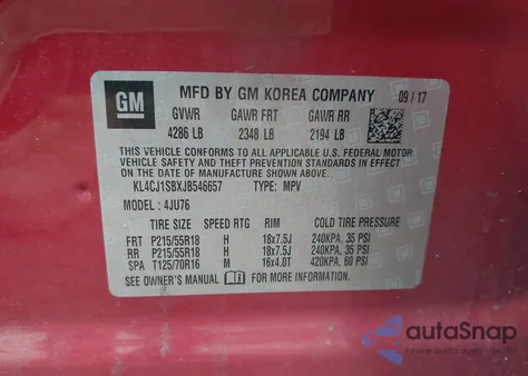 2018 Buick Encore Sport Touring из США, поврежденный, VIN KL4CJ1SBXJB546657